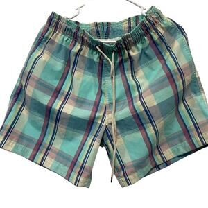 Worn Twice FAHERTY  Swim Trunks Sea plaid Drawstring  men size M‎ 32-34
